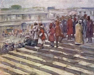 Auf den Stufen der Jumma Masjid